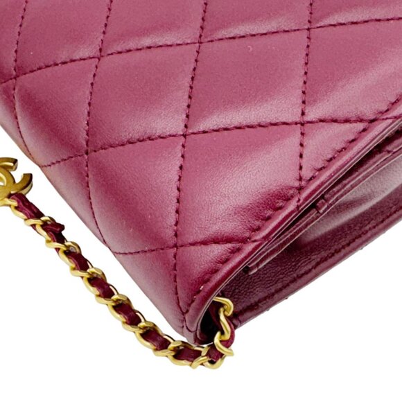 Chanel  Coco Hearts Quilted Leather Wallet On Chain WOC Burgundy - Picture 6 of 14